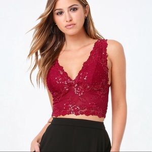 Bebe burgundy Katerina Bra Top